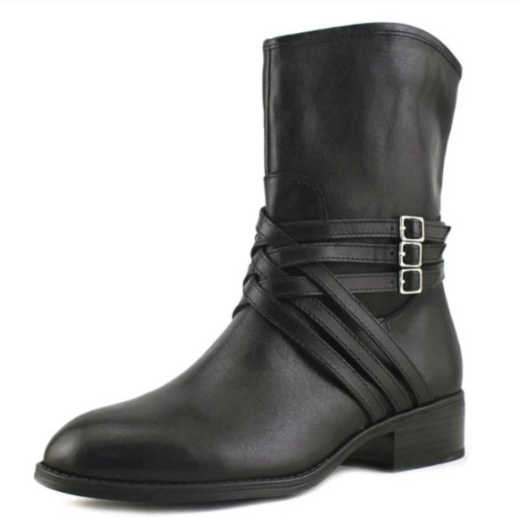 NWOT Ralph Lauren Black Leather Maya Ankle Boots - Picture 1 of 8